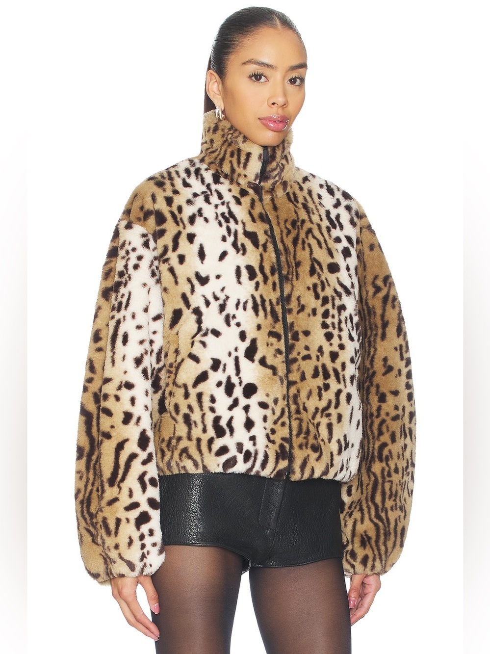Amanda Uprichard × REVOLVE Como Bomber Jacket in Brown Multi Size Small - Picture 4 of 5